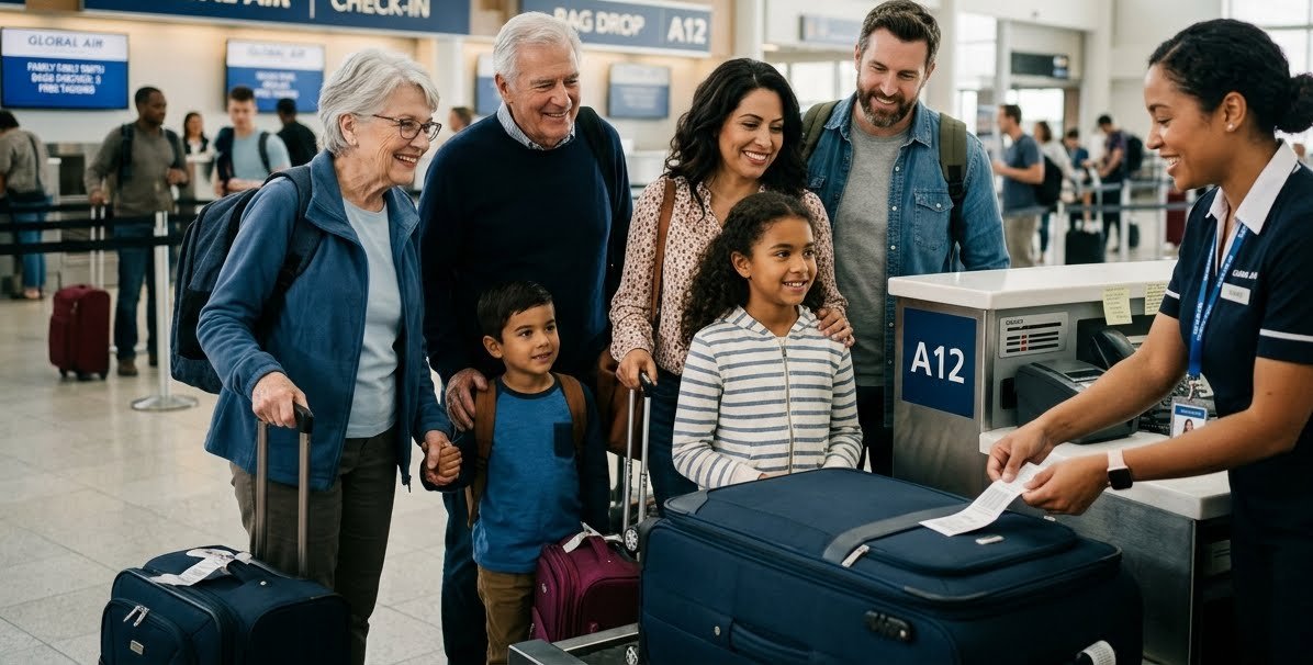 Free checked bags for cardholder plus six companions with Alaska Atmos Rewards 2026