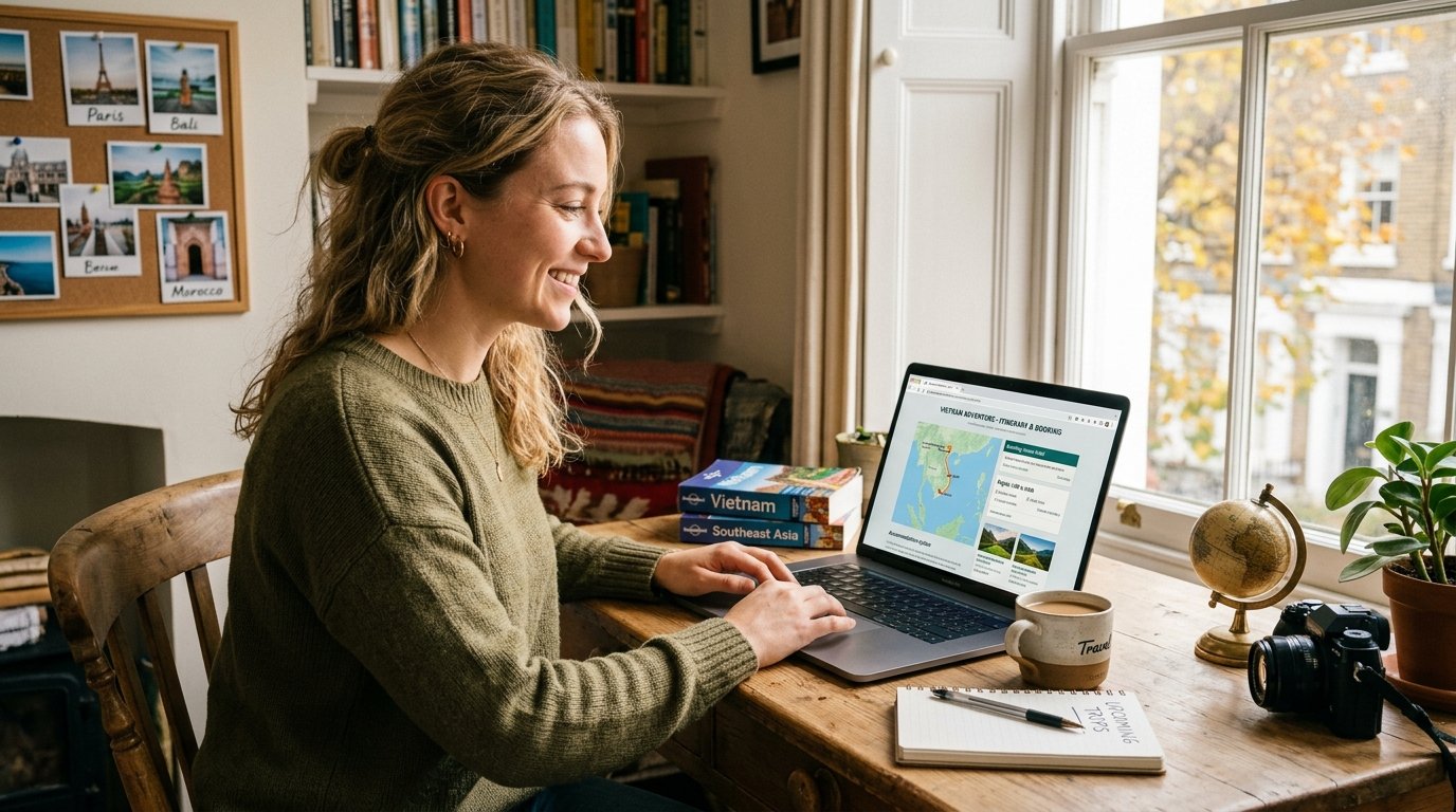 Traveler taking the Alaska vs Delta 2026 loyalty quiz at home